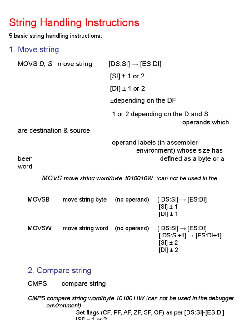 String Handling Instructions | PDF | Computer Architecture | Notation