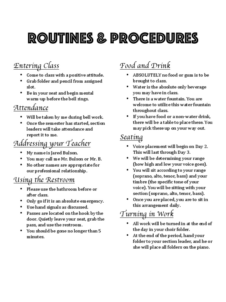 Classroom Routines and Procedures Guide | PDF | Self-Improvement