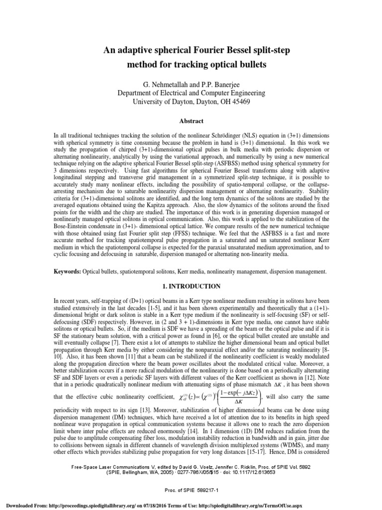 An adaptive spherical fourier bessel split step method for tracking