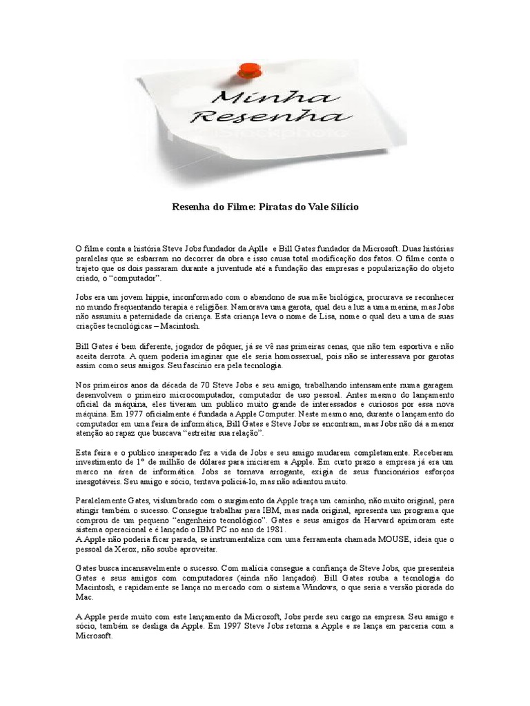 Resenha Do Filme_Piratas Do Vale Silício | PDF | Steve Jobs | Macintosh