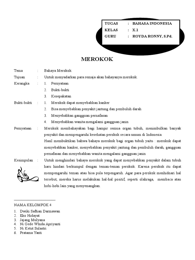 Kerangka Pidato Tentang Merokok  PDF