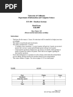 University of California Department of Information and Computer Science ICS 184 - Database Systems Final Exam Fall 2000