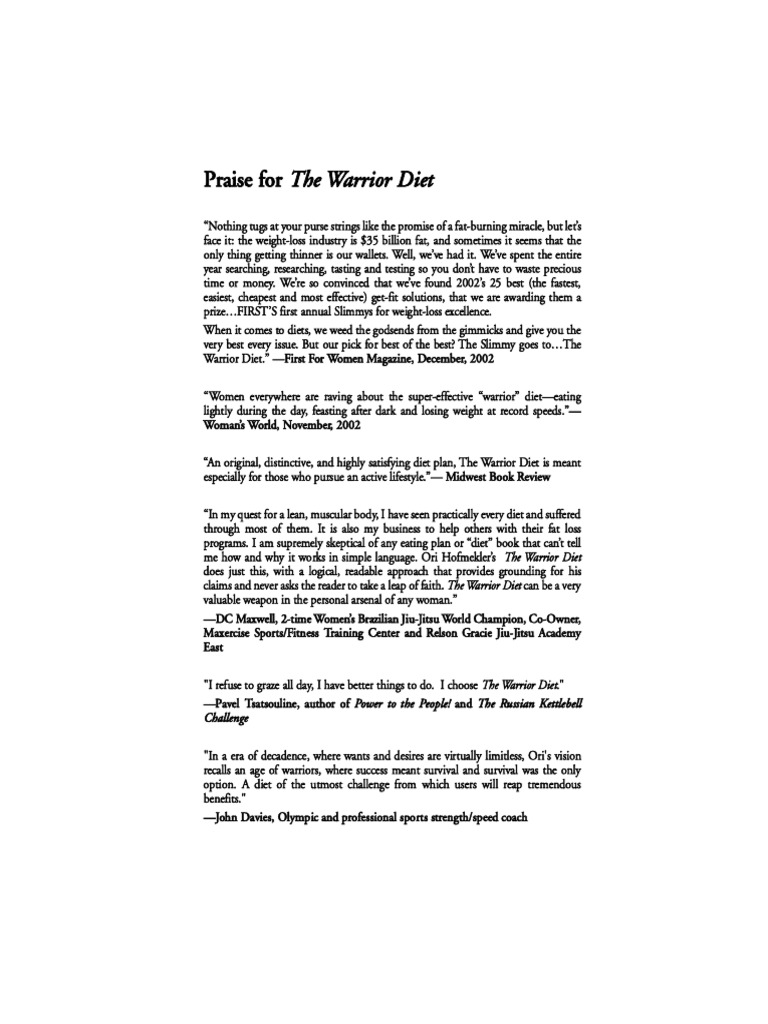 Ori Hofmekler - The Warrior Diet PDF | PDF