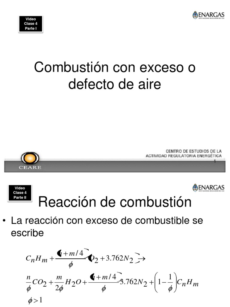 Clase 4 Combution Con Exceso o Defecto de Aire PDF Combustión Entalpía