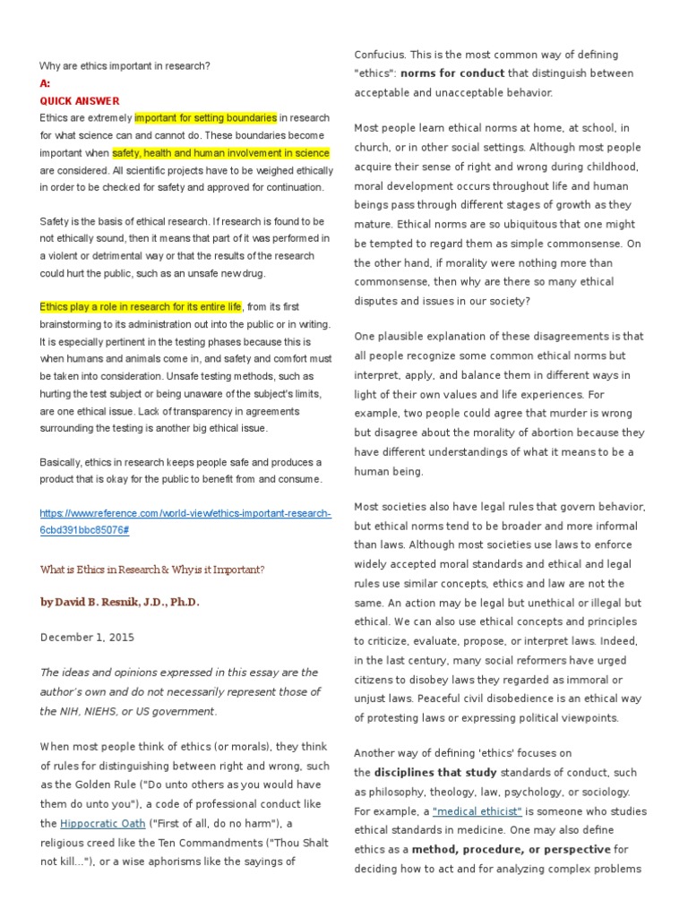Why Are Ethics Important in Research | Morality | Value (Ethics)