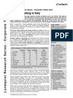 Lundquist Corporate Twitter Research Italy 2010 Executive Summary