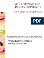 Hpe2043 - Listening and Speaking Development 1: Week 7: General Speaking Strategies