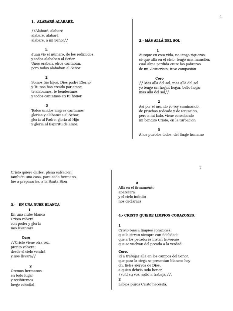 Coros De Adoración Y Alabanzas 1 Pdf Cristo Título Oración