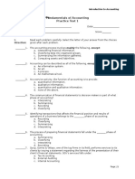Fundamentals of Accounting Practice Test 1: I. Direction