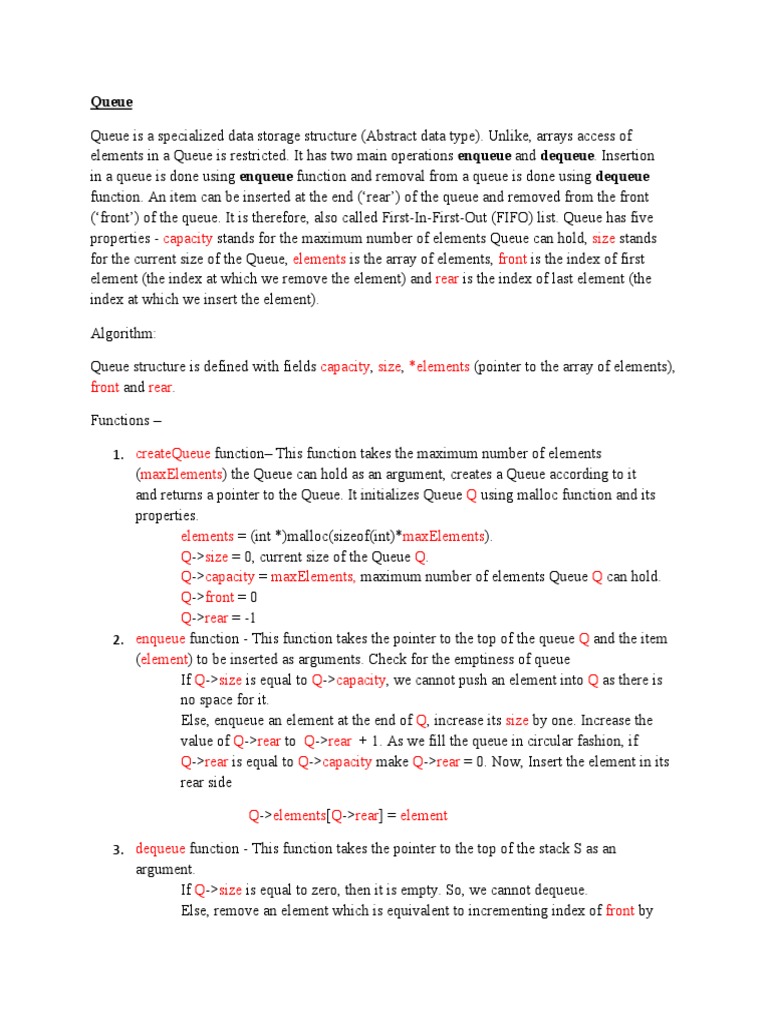 Queue Data Structures | PDF | Queue (Abstract Data Type) | Theoretical ...