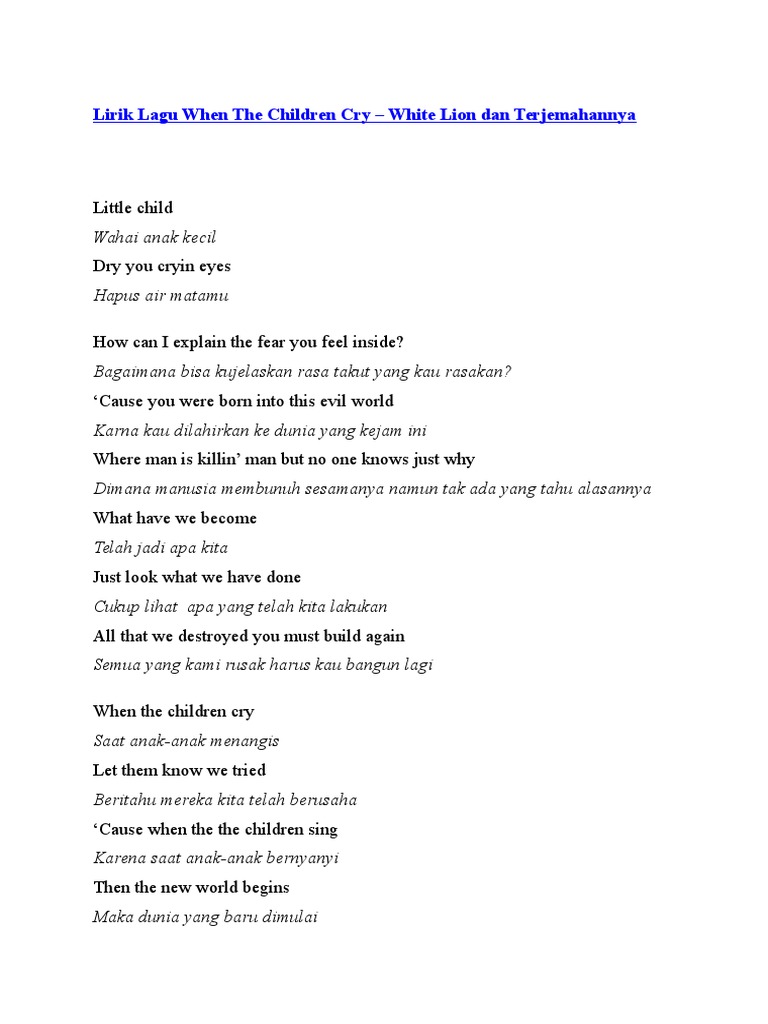 When The Children Cry White Lion