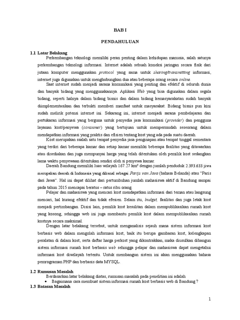 Sistem Informasi Rumah Kost Pdf