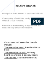 The Executive Branch: Presidents, PMs, Bureaucracy & Cabinet