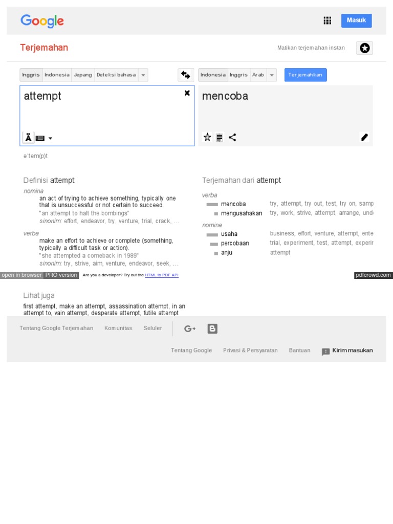 Attempt Mencoba: Terjemahan | PDF