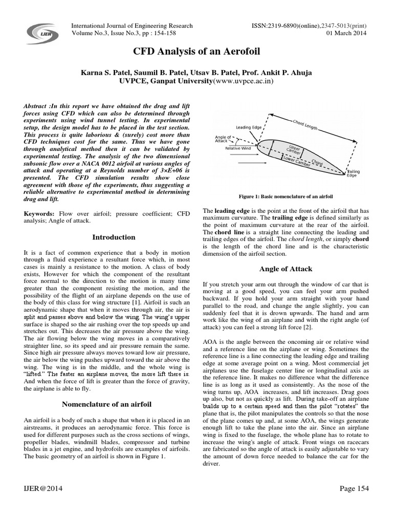 CFD Analysis of An Aerofoil | PDF | Lift (Force) | Airfoil