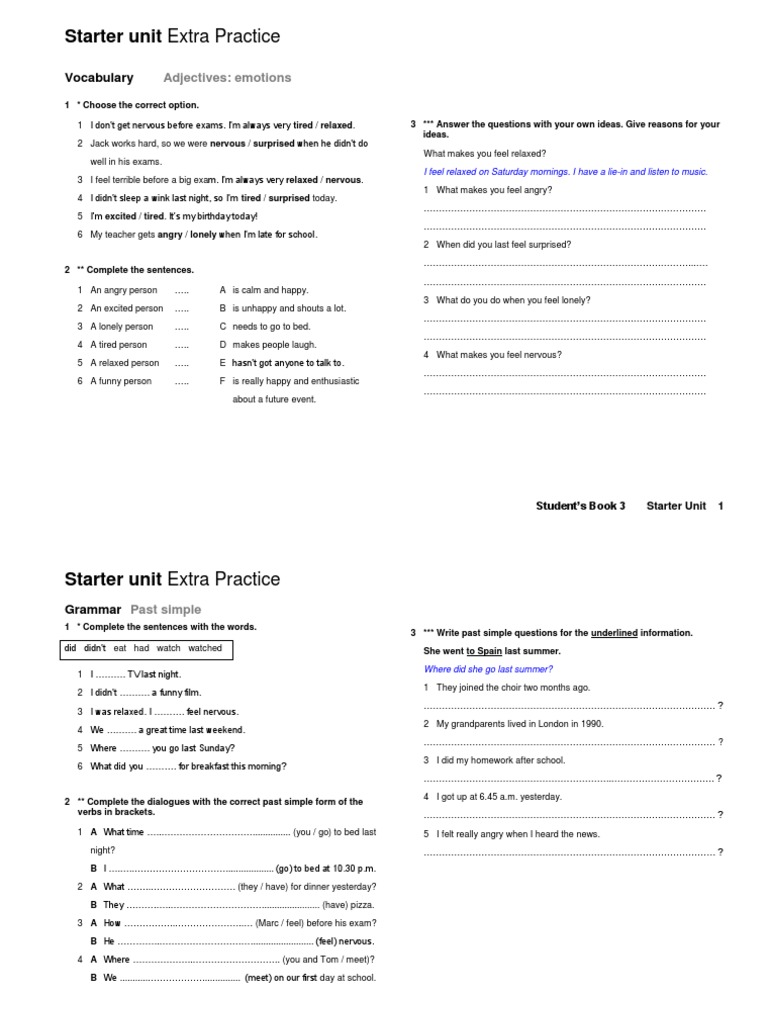 Extra Practice for Student's Book 3 | PDF | Languages | Leisure