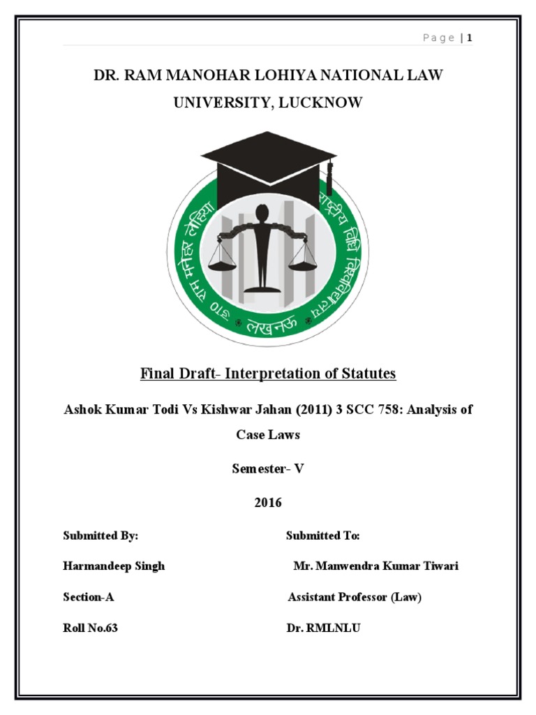 Ashok Kumar Todi Vs Kishwar Jahan PDF Public Law Common Law