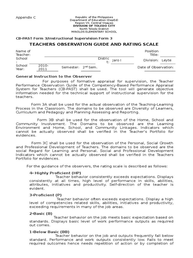 Teacher Observation Guide Download Free Pdf Teaching Method Learning