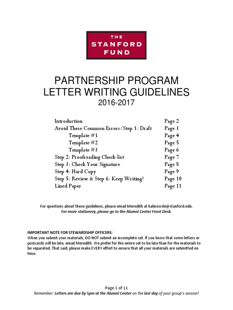 Stanford Fund Letter Writing Guide | PDF | Stanford University | Students
