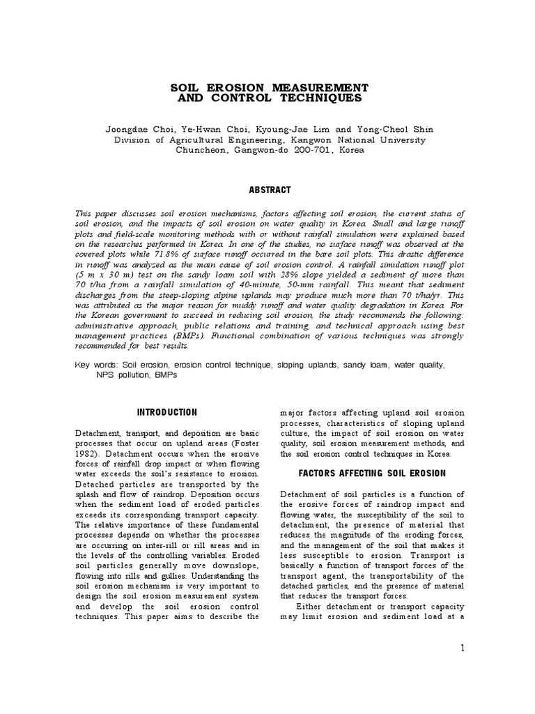 Soil Erosion Measurement Techniques | PDF | Surface Runoff | Erosion