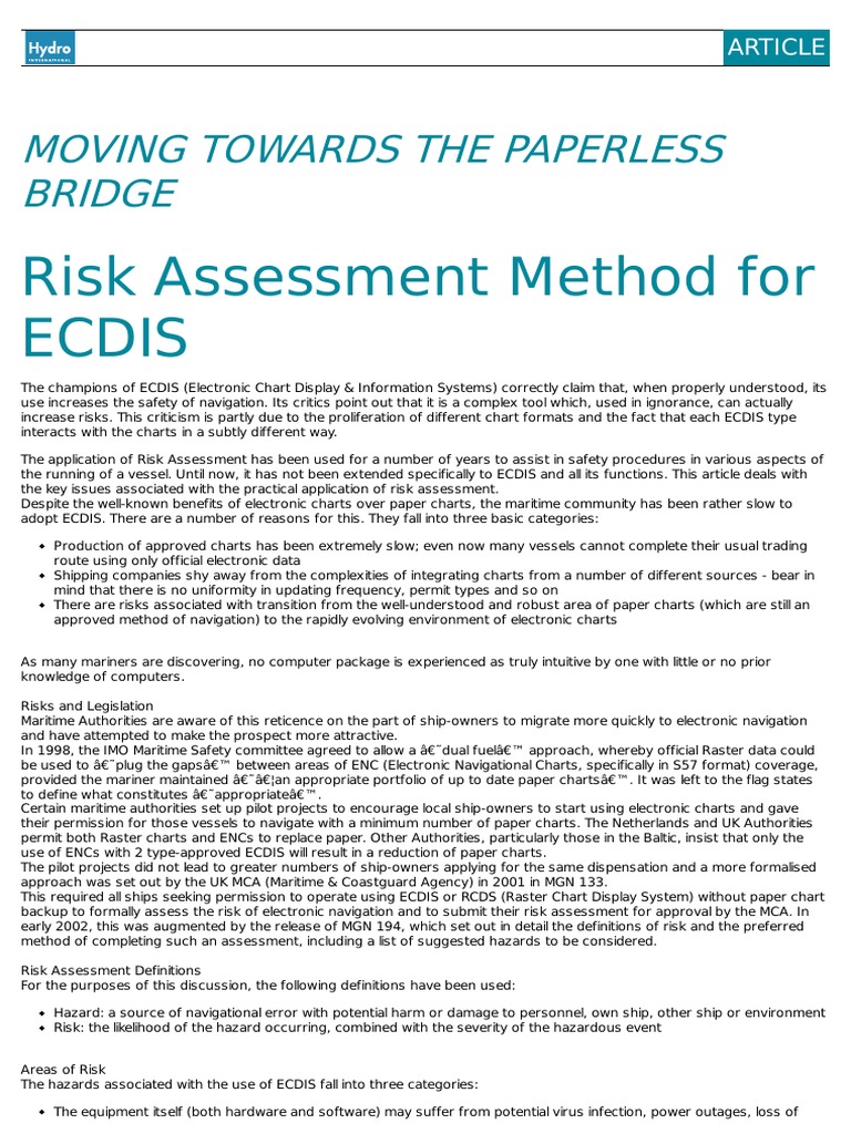 Risk Assessment Method For Ecdis | PDF | Navigation | Risk