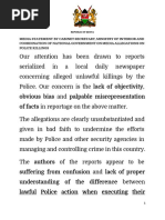 CSMedia Statementon Alleged Extra Judicial Killings