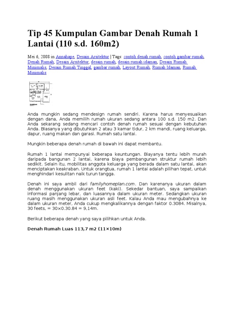 Gambar Denah Rumah 1 Lantai PDF