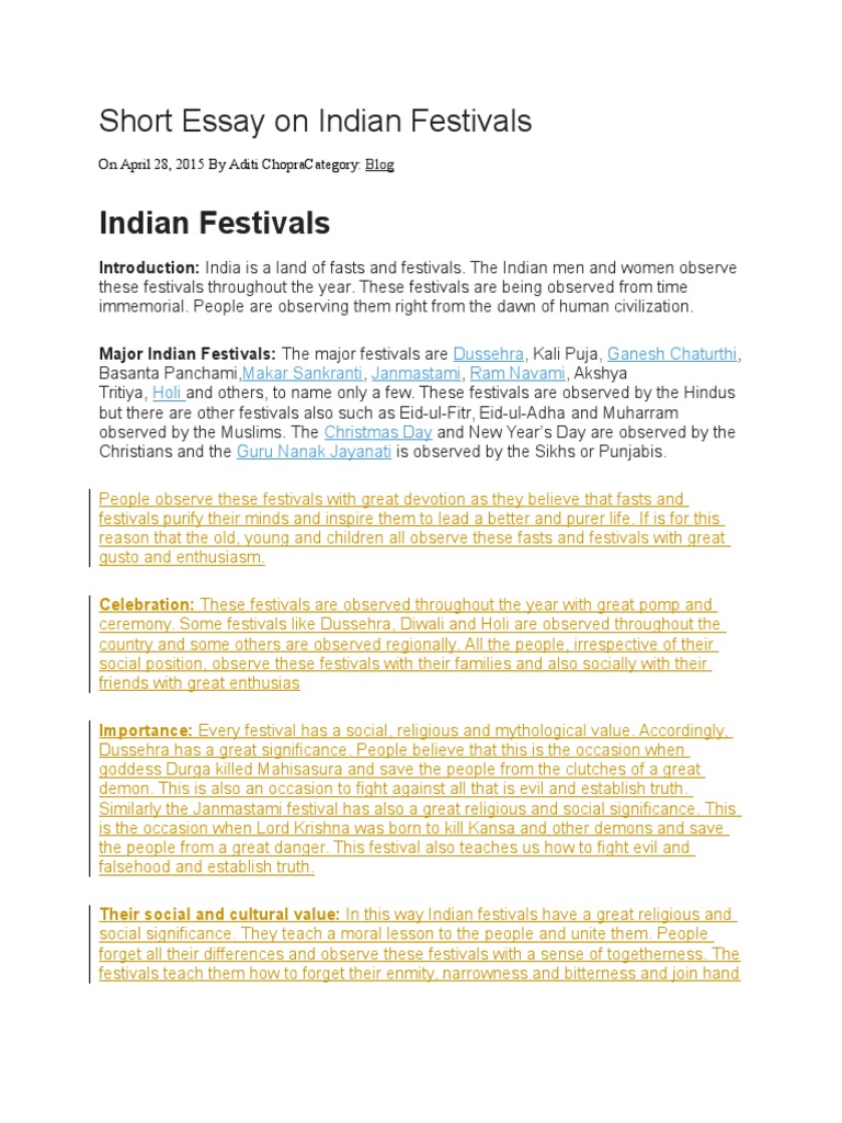 Essay on festivals image