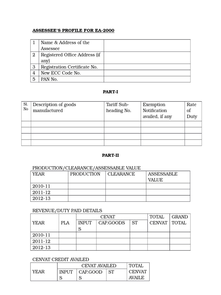 Assessee Profile for EA-2000 | PDF