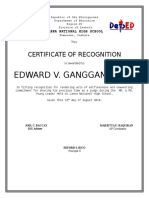 Edward V. Ganggang, RN: Certificate of Recognition