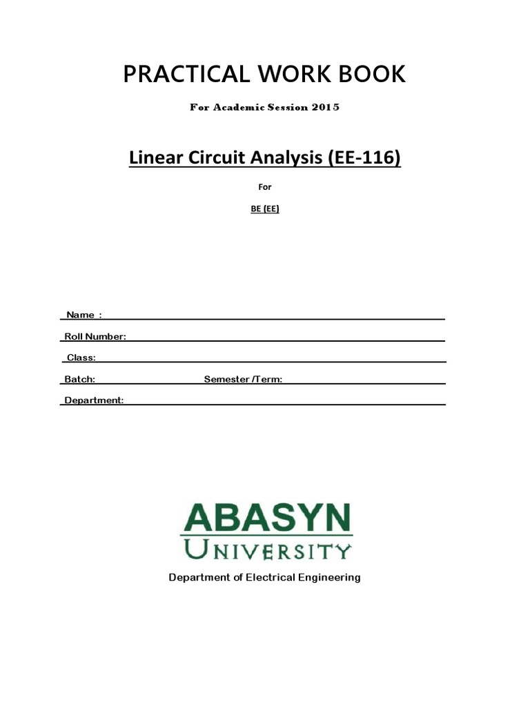 Linear Circuit Analysis Lab Manuals PDF Amplitude Electrical Network