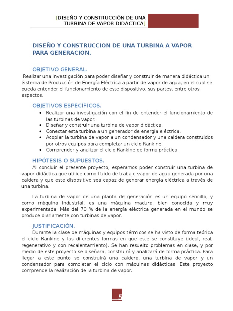 Diseño y Construccion de Una Turbina A Vapor para Generacion | PDF ...