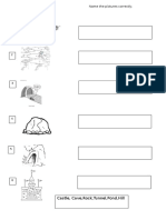 Name: Name The Pictures Correctly. Class:: Castle, Cave, Rock, Tunnel, Pond, Hill