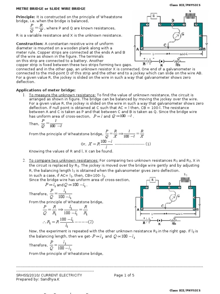 Meter Bridge Series And Parallel Circuits Capacitor