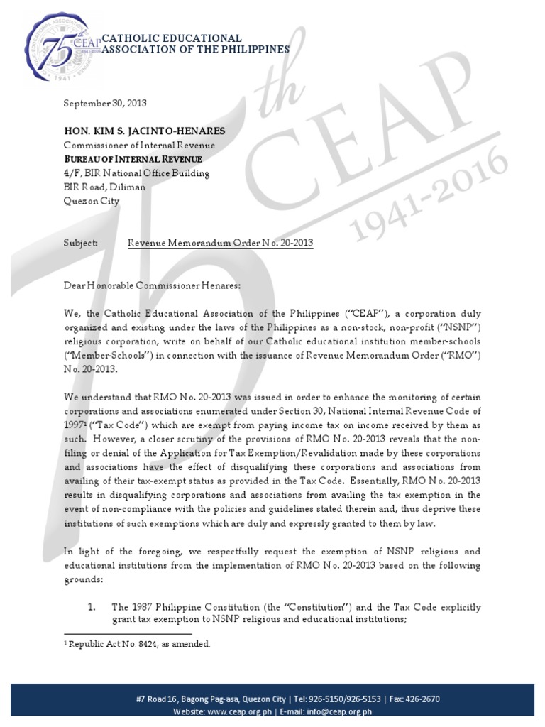 Application Letter For Tax Exemption PDF | PDF
