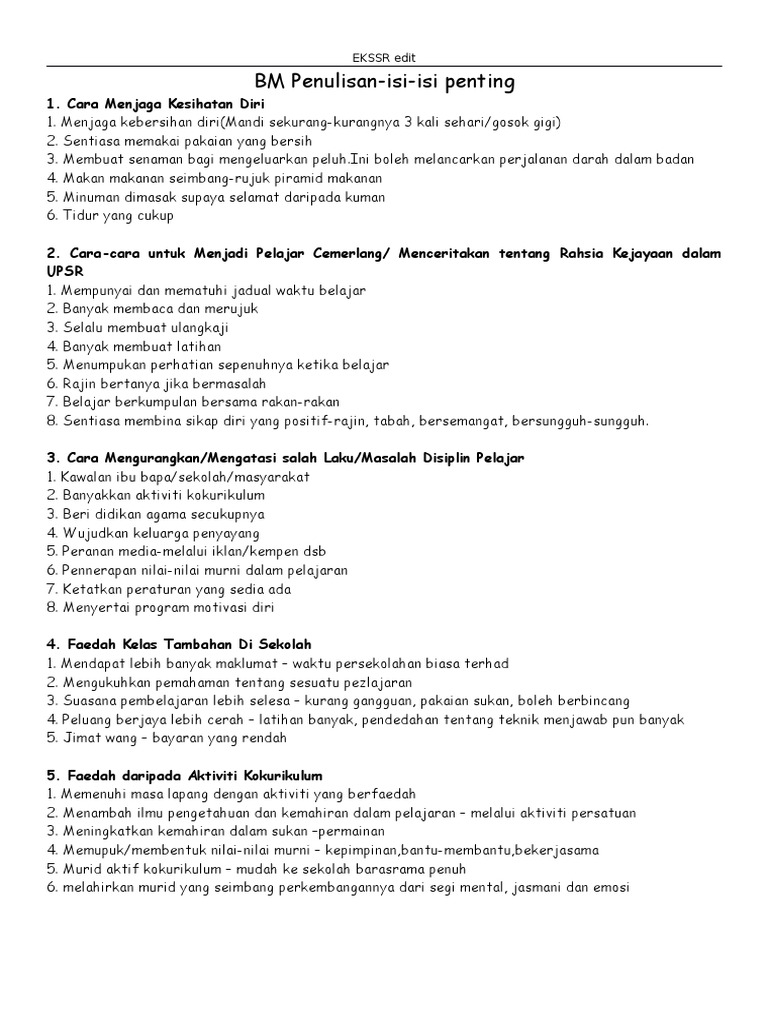 Bm Penulisan Isi Isi Penting Pdf