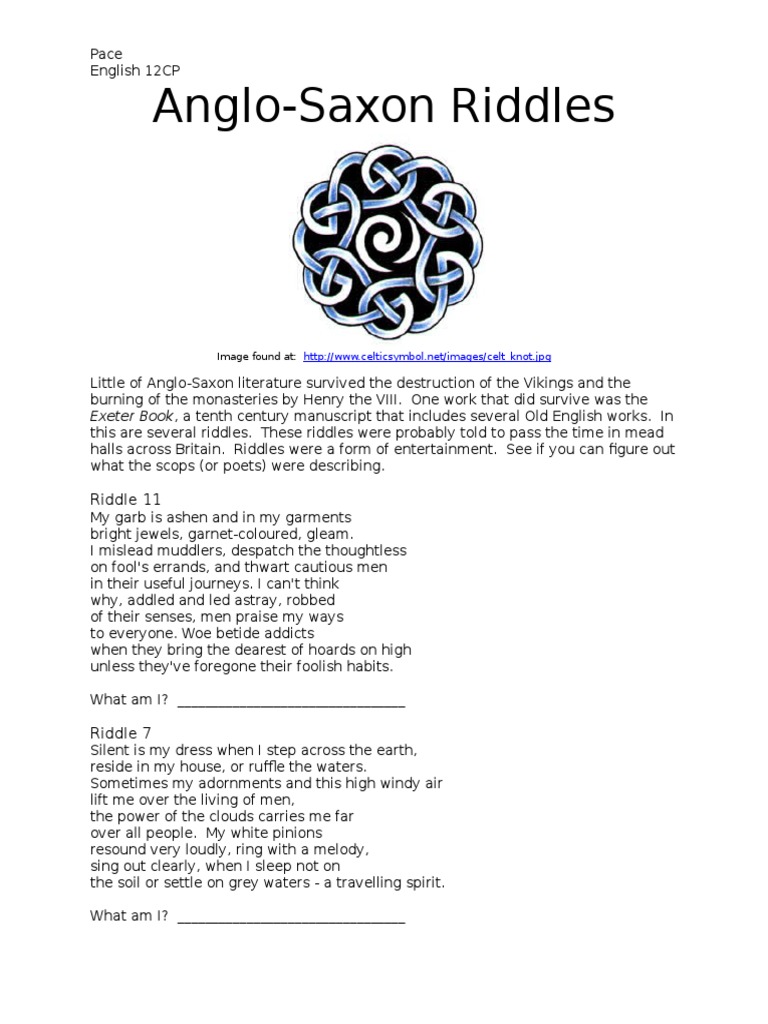 Exploring Anglo-Saxon Riddles | PDF | Anglo Saxons