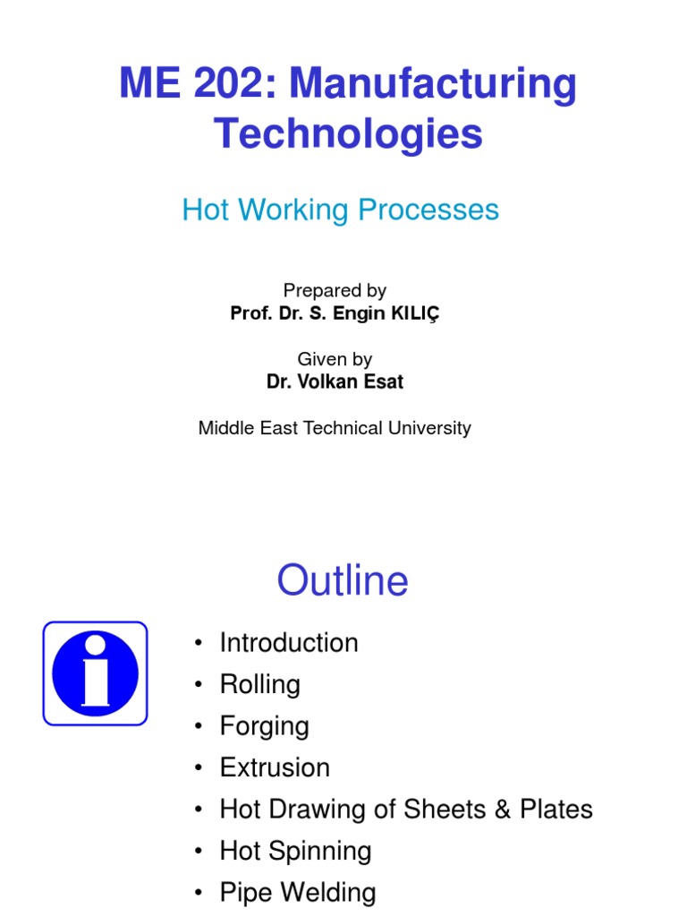 Mech202 - 2015-16 Fall - l06 - Hot Working | PDF | Extrusion | Rolling ...