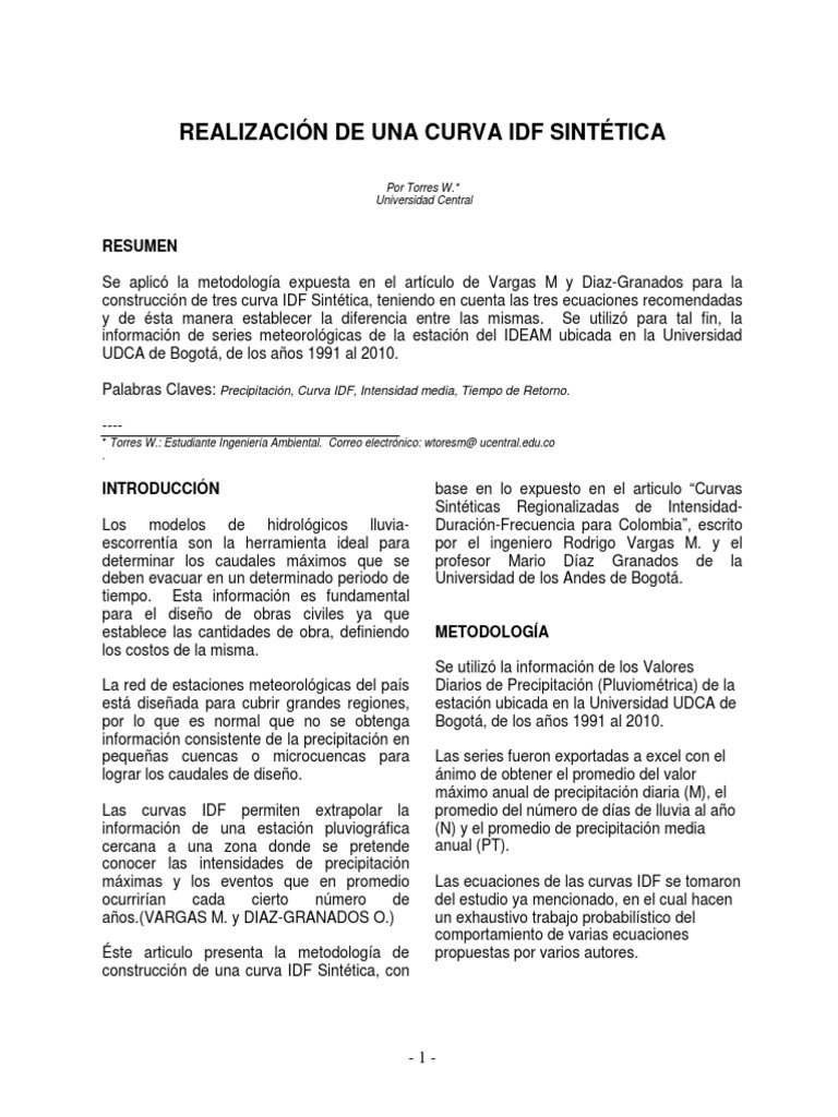 Art Curva Idf Sintética | PDF | Precipitación | Science