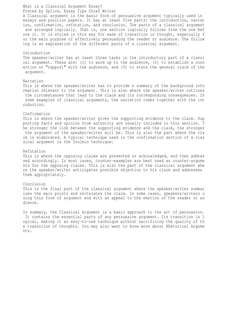 Classical model essay outline picture