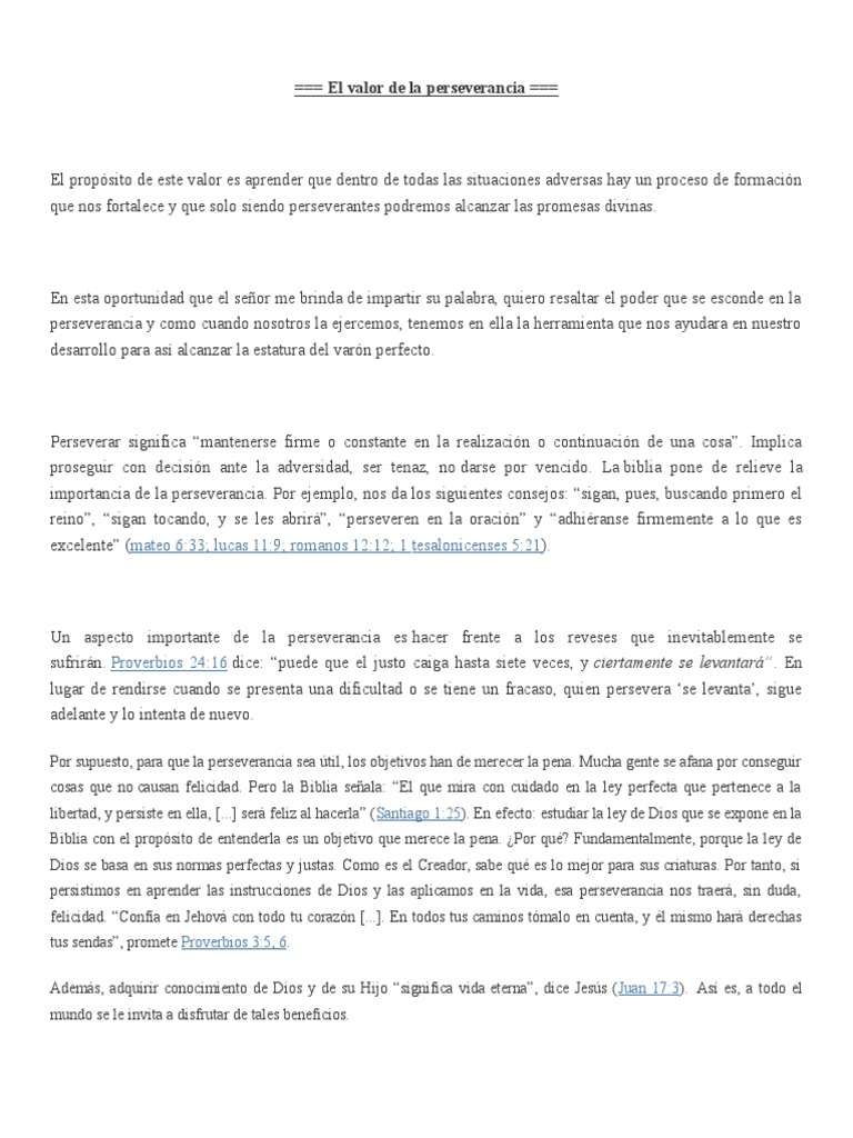 El Valor de La Perseverancia | PDF | Dios | Felicidad