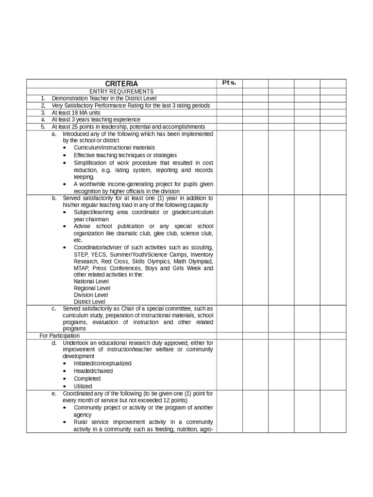 Master Teacher 1 Ranking Criteria | PDF | Teachers | Curriculum
