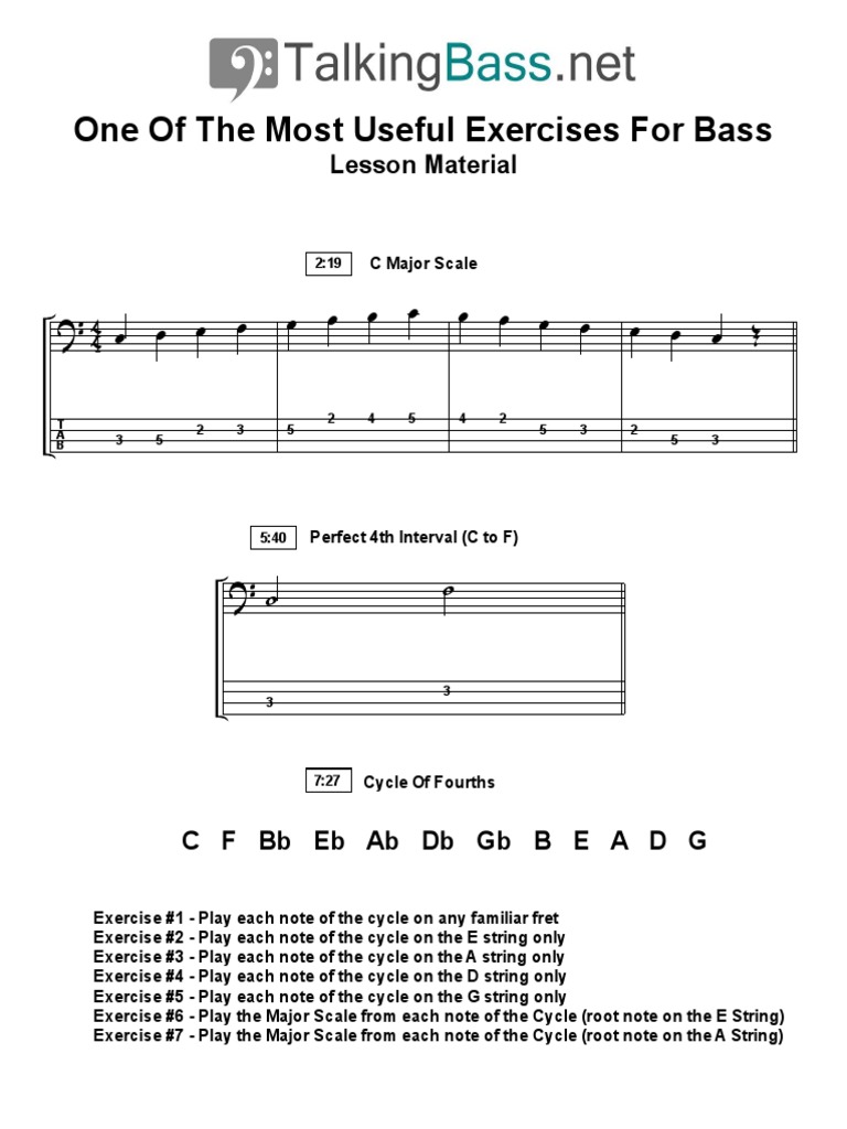 Bass Guitar Cycle of Fourths Exercises | PDF | Language Arts ...