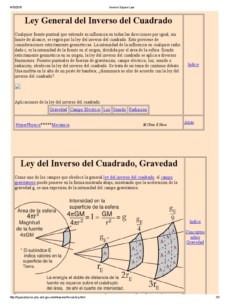 La Ley del Inverso del Cuadrado y sus Aplicaciones a Diferentes ...