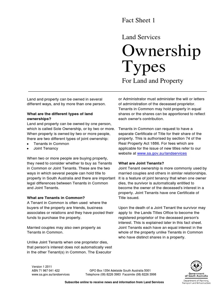 Ownership Types: Fact Sheet 1 | PDF | Concurrent Estate | Leasehold Estate