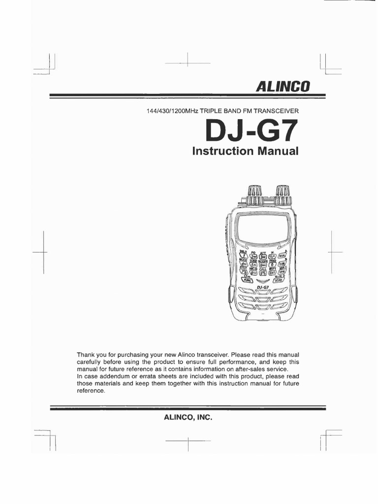 Alinco DJ-G7 User Manual | Battery Charger | Battery (Electricity)