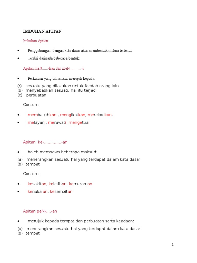 Imbuhan Apitan | PDF