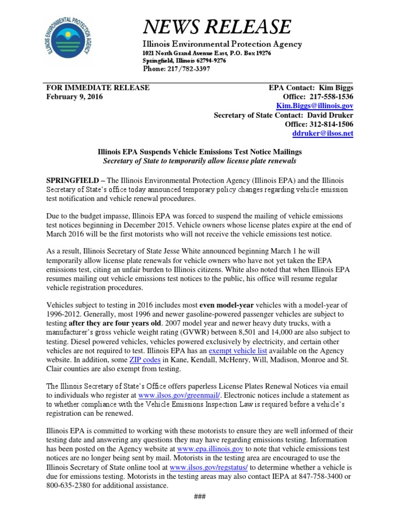 News Release: Illinois Environmental Protection Agency | PDF | United ...