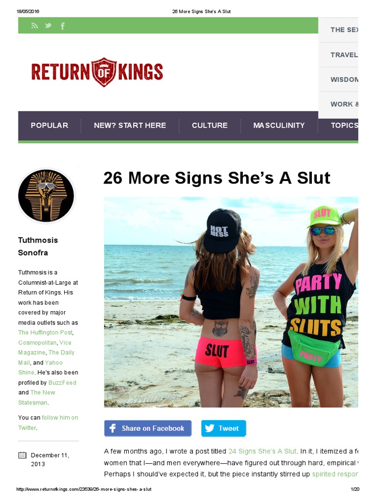manycocks 26 More Signs She's A Slut | PDF | Slut | Intimate Relationships