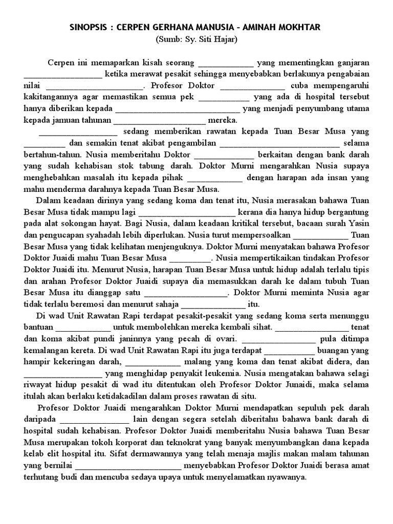 2016 Cerpen Gerhana Manusia Sinopsis Edaran Murid Pdf